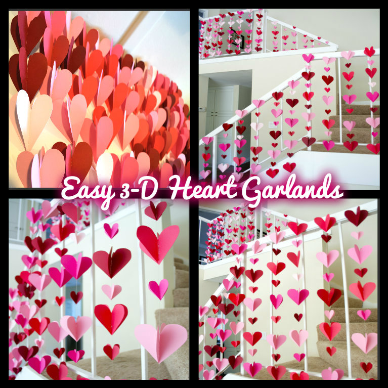 3-D Heart Paper Garlands - Easy DIY Valentine Decorations - Miss ...