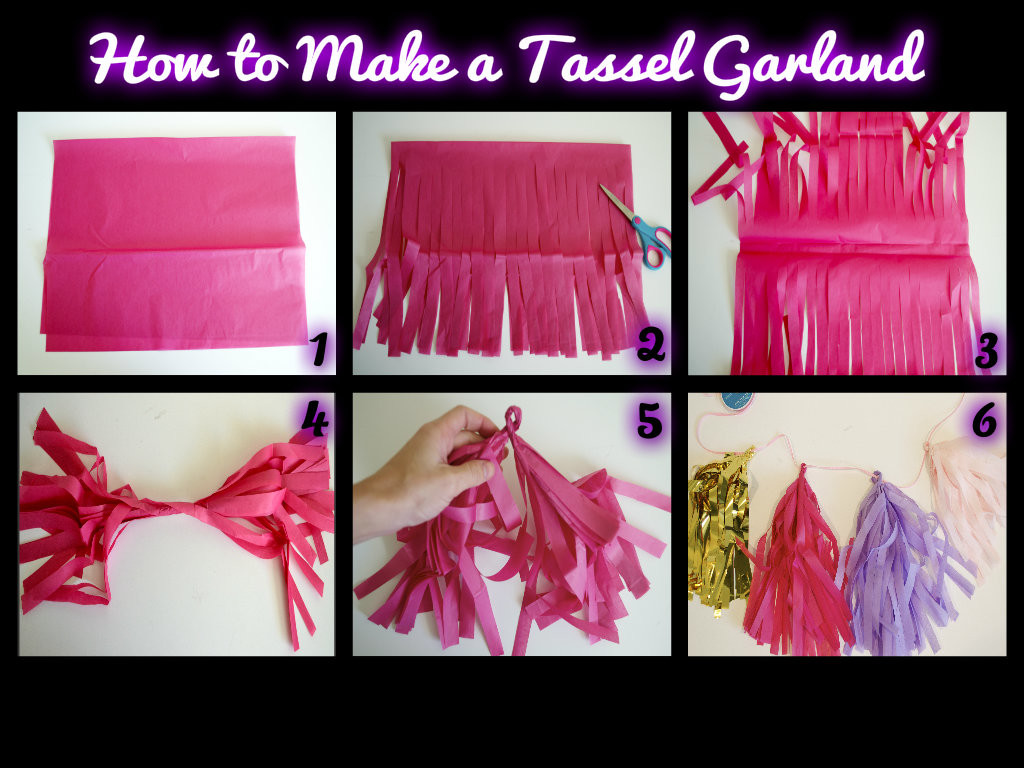 tissue paper tassel garland tutorial